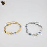 (4-4118) Acero inoxidable - Brazalete de eslabones infinitos y mal de ojo de 8,5 mm.