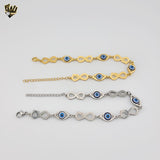 (4-4118) Acero inoxidable - Brazalete de eslabones infinitos y mal de ojo de 8,5 mm.