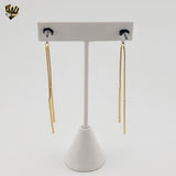 (4-2140) Stainless Steel - Black Heart Long Earrings.