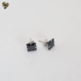(4-2114) Stainless Steel - Black Zircon Earrings.