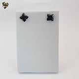 (4-2114) Stainless Steel - Black Zircon Earrings.