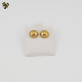 (4-2159) Stainless Steel - Golden Half Ball Stud Earrings.