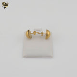 (4-2159) Stainless Steel - Golden Half Ball Stud Earrings.
