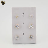 (4-2194) Stainless Steel - Golden Zircon Stud Earrings.