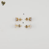 (4-2193) Stainless Steel - Golden Zircon Stud Earrings