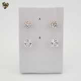 (4-2193) Stainless Steel - Golden Zircon Stud Earrings