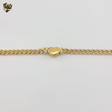 (4-4097) Pulsera de acero inoxidable con eslabones de corazón - 19 cm