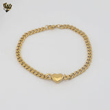 (4-4097) Pulsera de acero inoxidable con eslabones de corazón - 19 cm
