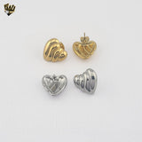 (4-2181) Stainless Steel - Heart Stud Earrings.
