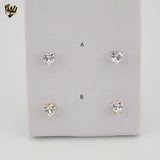 (4-2198) Stainless Steel - Heart Zircon Stud Earrings.