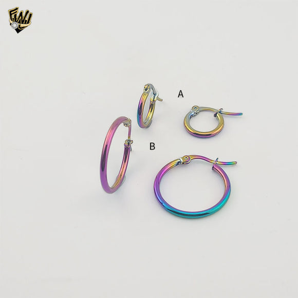 (4-2203) Stainless Steel - Rainbow Anodized Hoops.