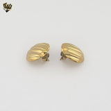 (4-2184) Stainless Steel - Round Stud Earrings.