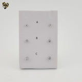 (4-2189) Stainless Steel - Round Zircon Stud Earrings.