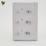 (4-2189) Stainless Steel - Round Zircon Stud Earrings.