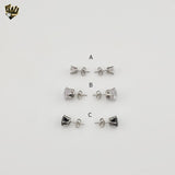 (4-2194) Stainless Steel - Round Zircon Stud Earrings.