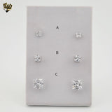 (4-2196) Stainless Steel - Square Zircon Stud Earrings.