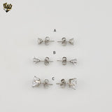 (4-2197) Stainless Steel - Star Zircon Stud Earrings.