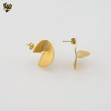(4-2148) Stainless Steel - Twisted Fan Stud Earrings.