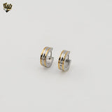 (4-2158) Stainless Steel - Two Tones Huggies Hoops