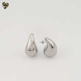 (4-2147) Stainless Steel - Chunky Teardrop Earrings.