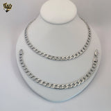 (4-7145) Stainless Steel - 9mm Curb Link Men Set - 24".