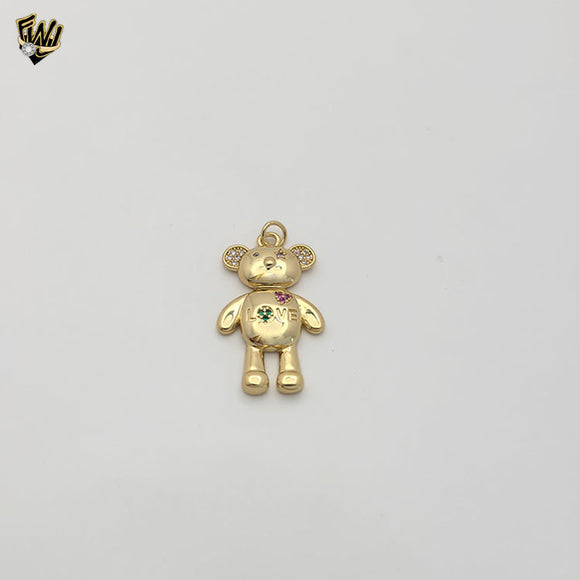 (1-2255-3) Gold Laminate - Multicolor Bear Pendant - BGO