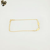 (1-0149) Gold Laminate - 1mm Rolo Link Zircon Anklet - 10" - BGO