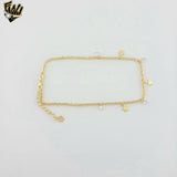 (1-0184) Gold Laminate - 1.5mm Open Link Anklet with Charms - 10" - BGO