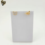 (1-1199-4) Gold Laminate - Nacre Butterfly Stud Earrings - BGF