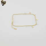 (1-0184) Gold Laminate - 1.5mm Link Charms Anklet - 10" - BGO