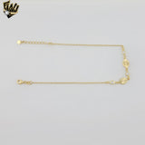 (1-0148) Tobillera con dijes de eslabones de 1,5 mm laminados en oro - 24,1 cm - BGF