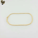 (1-0252-1) Gold Laminate - 2.5mm Flat Heart Link Anklet - 10" - BGF