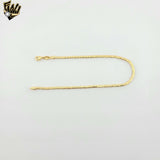 (1-0252-1) Gold Laminate - 2.5mm Flat Heart Link Anklet - 10" - BGF
