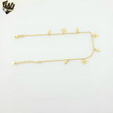 (1-0079) Gold Laminate - 1 mm Paper Clip Charms Anklet - 10" - BGO