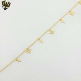 (1-0079) Gold Laminate - 1 mm Paper Clip Charms Anklet - 10" - BGO