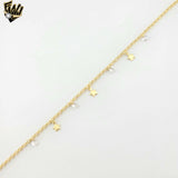 (1-0184) Gold Laminate - 1.5mm Open Link Anklet with Charms - 10" - BGO