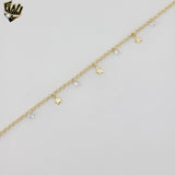 (1-0184) Gold Laminate - 1.5mm Link Charms Anklet - 10" - BGO