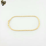 (1-0252-1) Gold Laminate - 2.5mm Flat Heart Link Anklet - 10" - BGF