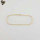 (1-0252-1) Gold Laminate - 2.5mm Flat Heart Link Anklet - 10" - BGF