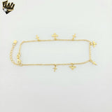 (1-0079) Gold Laminate - 1 mm Paper Clip Charms Anklet - 10" - BGO