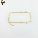 (1-0184) Gold Laminate - 1.5mm Open Link Anklet with Charms - 10" - BGO