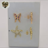 (1-1211) Gold Laminate - Animals Stud Earrings - BGO
