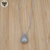 (2-66116-1) 925 Sterling Silver - Craved Drop Necklace.