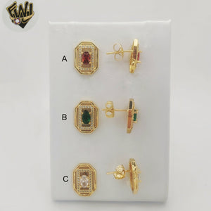 (1-1209-3) Gold Laminate - Zircon Stud Earrings - BGO