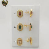 (1-1209-3) Gold Laminate - Zircon Stud Earrings - BGO