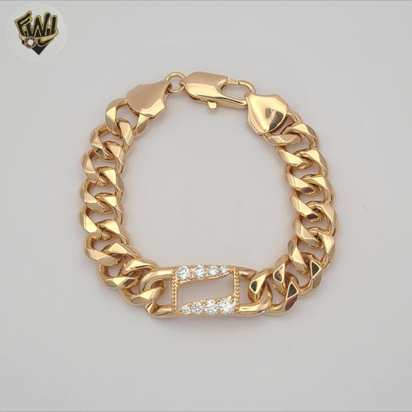 (1-60061) Gold Laminate - 14mm Curb Link Men Bracelet - 9