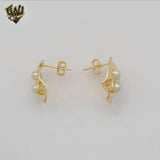 (1-1210-7) Gold Laminate - Double Pearl Stud Earrings - BGF