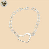 (2-0442) 925 Sterling Silver - 5.5mm Link Heart Bracelet.