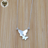 (2-66005-1) 925 Sterling Silver - Double Butterfly Necklace - 16"