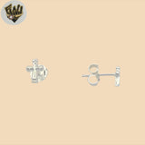 (2-3214-3) Pendientes pequeños con forma de cruz en plata de ley 925. 